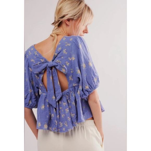Free People Blue Floral Blouse - Picture 2 of 7